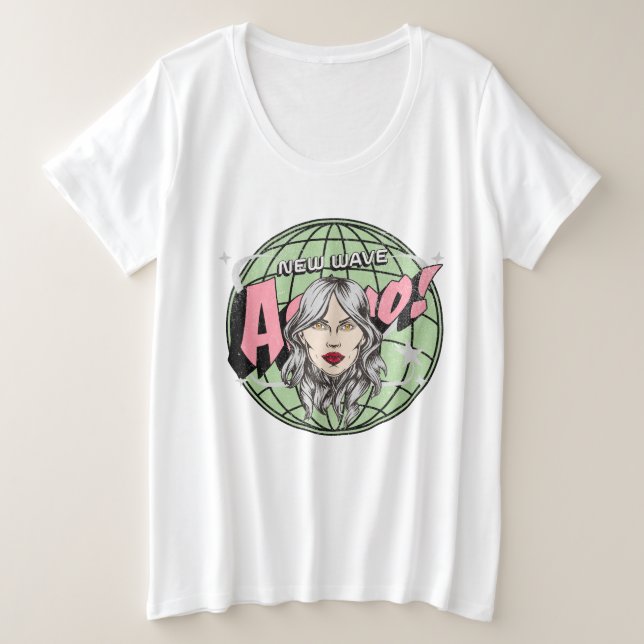 Trendy Astro von Hand gezeichneter Planet und Cart Große Größe T-Shirt (Design vorne)