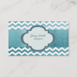 Trendy attraktiv Zickzack silvery blue Visitenkarte