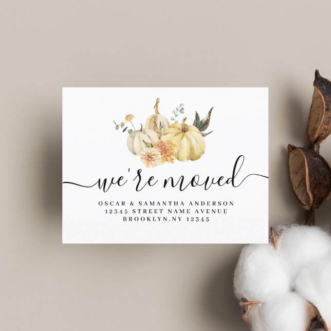 Trendy Autumn Wassercolor Pumpkin & Blume Ankündigungspostkarte (Von Creator hochgeladen)