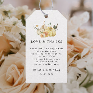 Trendy Autumn Wassercolor Pumpkin & Blume Geschenkanhänger