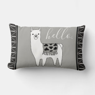 Trendy Aztec Pattern & White Llama Hallo. Lendenkissen