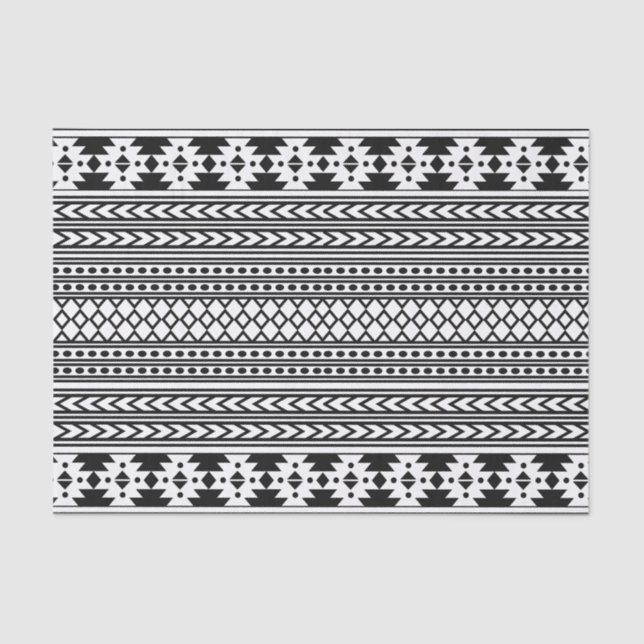 Trendy Aztec Tribal Print Geometric Pattern (Schwa Seidenpapier (Vorderseite)