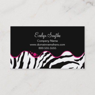 TRENDY B&W ZEBRA DRUCKER MIT WARTEPINK CURVE ACCEN VISITENKARTE