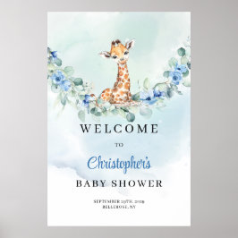 Trendy Baby-Giraffe Kinderdusche Willkommen Poster
