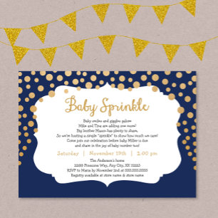 Trendy Baby Sprinkle Einladungen, Marineboldgold Einladung