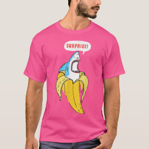 Trendy Banana Shark Surprise Spaß T-Shirt