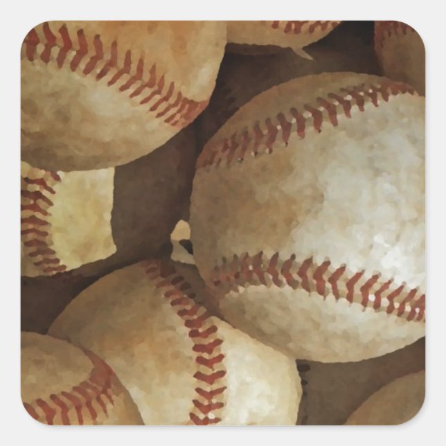 Trendy Baseball Artwork Quadratischer Aufkleber (Vorderseite)