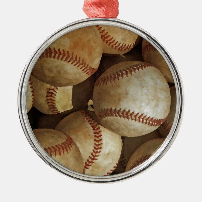 Trendy Baseball Artwork Silbernes Ornament (Vorne)