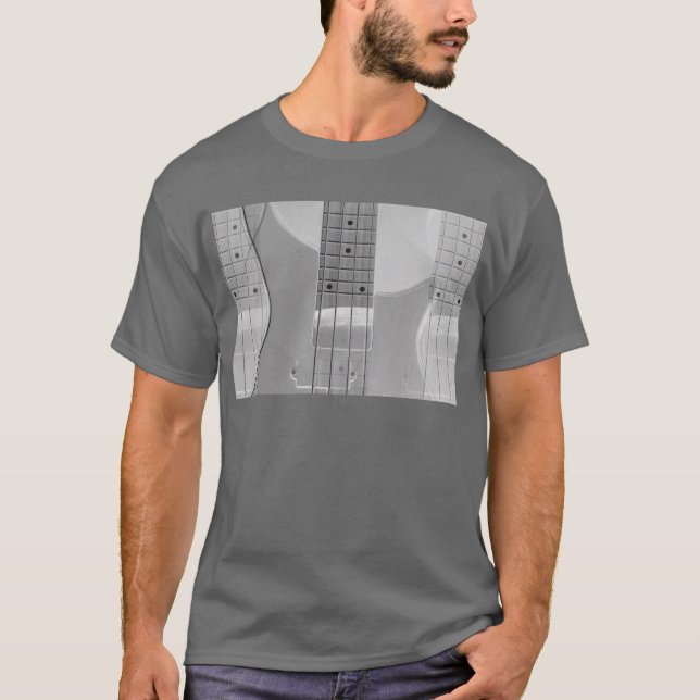 Trendy Bass Guitar Elegant Dunkelgraue Vorlage T-Shirt (Vorderseite)