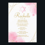 Trendy Bat Mitzvah Einladung<br><div class="desc">Eine Aquarelleinladung mit whimsical, Ecke, Blume, goldfarbenen abstrakten Linien und Punkten und einem Stern von David. Frame Vektor erstellt von pikisuperstar - www.freepik.com). () Die Karte ist leicht anzupassen mit Ihrem Wortlaut, Schriftart, Schriftart Farbe, Papierform Optionen und Auswahl von sechs Papiertypen.() Nicht genau, was Sie suchen? Alle unsere Produkte können...</div>