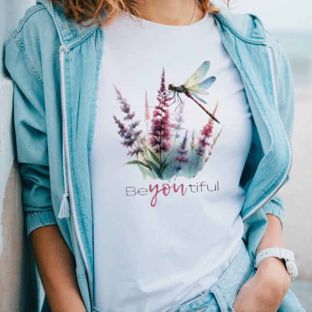 Trendy Be You Beautiful Zitat Dragonfly Floral T-Shirt (Trendy Be You Beautiful Quote Dragonfly Floral Tee T-Shirt, Perfect Gift for Her)