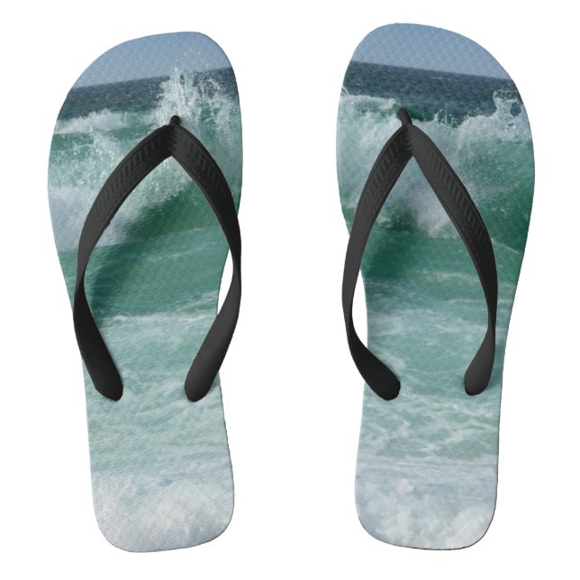 Trendy Beach Seaside Sea Waves Sand Template Flip Flops (Fußbett)