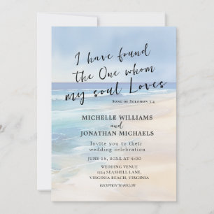 Trendy Beach Watercolor Ocean Christlich Wedding Einladung