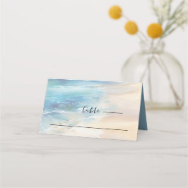 Trendy Beach Watercolor Ocean Christlich Wedding Platzkarte