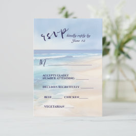 Trendy Beach Watercolor Ocean Wedding Meal Choice RSVP Karte