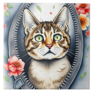 Trendy Beautiful Niedlich Watercolor Cat Collectio Fliese