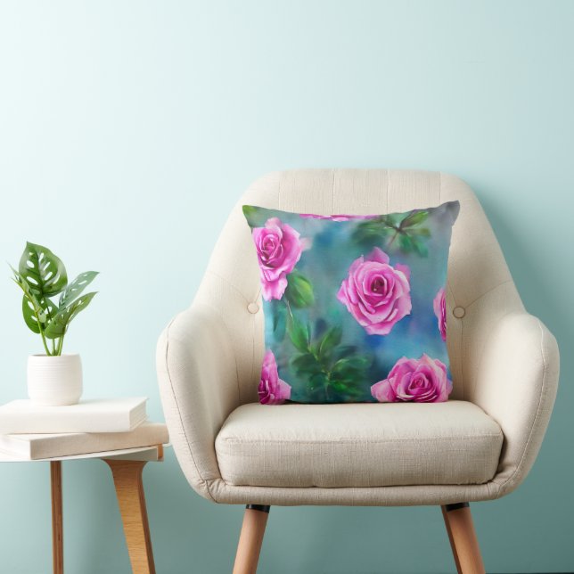 Trendy Beautiful Watercolor Pink Roses Collection Kissen (Stuhl )