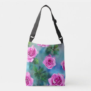 Trendy Beautiful Watercolor Pink Roses Collection Tragetaschen Mit Langen Trägern