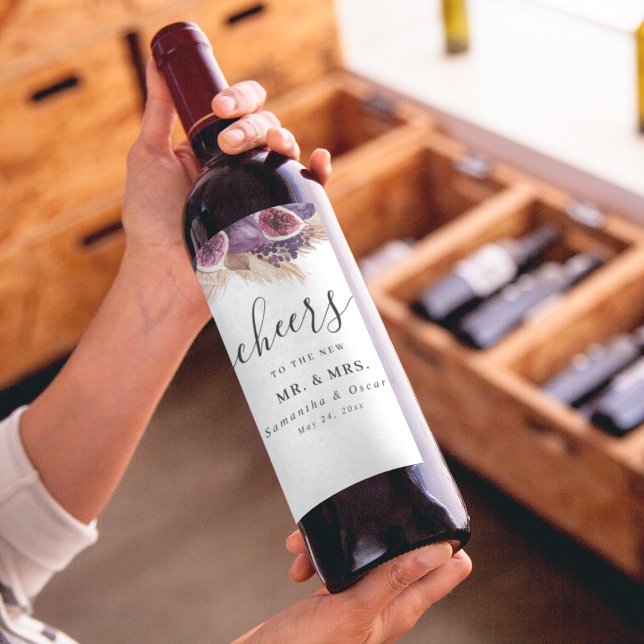 Trendy Beauty Lila Figs & Pampas Weinetikett (Von Creator hochgeladen)