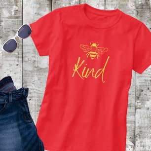 Trendy "Bee Kind" Bumble Bee Yellow Text T-Shirt