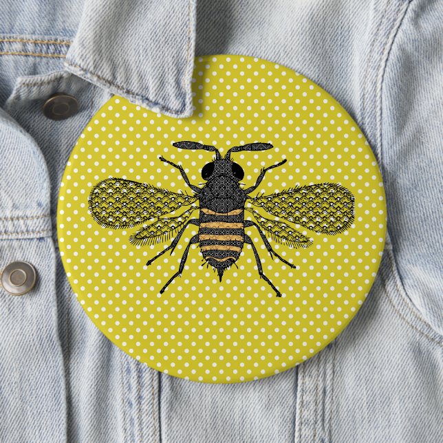 Trendy BEE Yellow Punkt Muster Geschenkdekor NEU Button (Beispiel)