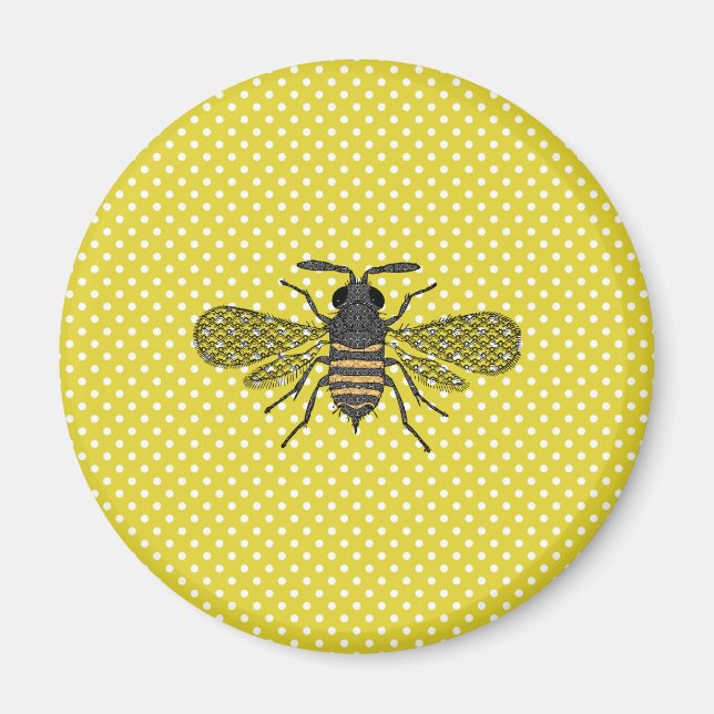 Trendy BEE Yellow Punkt Muster Geschenkdekor NEU Magnet (Vorne)