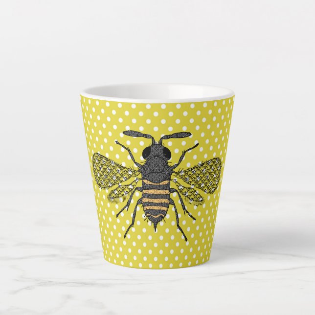 Trendy BEE Yellow Punkt Muster Geschenkdekor NEU Milchtasse (Vorderseite)