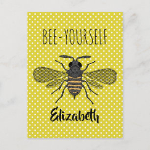 Trendy BEE YOURSELF Yellow Punkt DECOR Postkarte