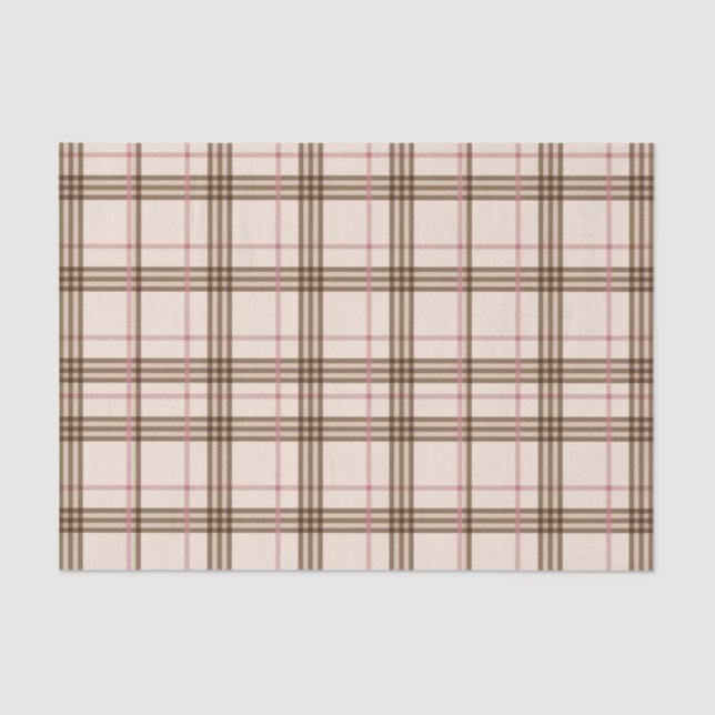 Trendy Beige Brown Tartan Kariert Seidenpapier (Vorderseite)