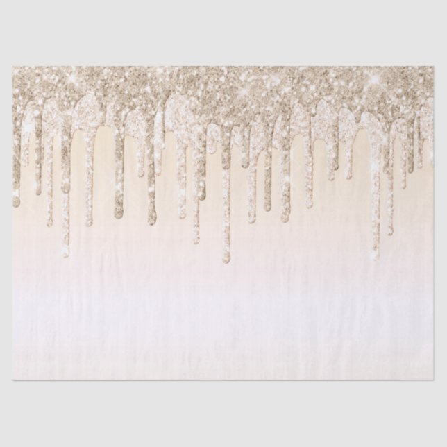 Trendy Beige Champagner Glitzer Tropfen Graphic Seidenpapier (Vorderseite)