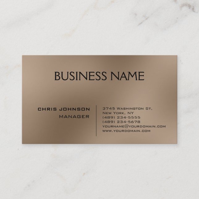 Trendy Beige Contemporary Manager Business Card Visitenkarte (Vorderseite)