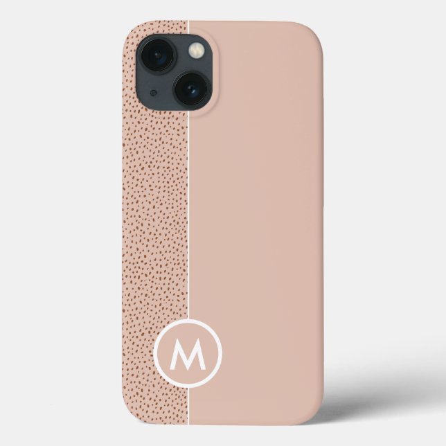 Trendy Beige Monogram mit Terracotta Boho Brown Case-Mate iPhone Hülle (Rückseite)