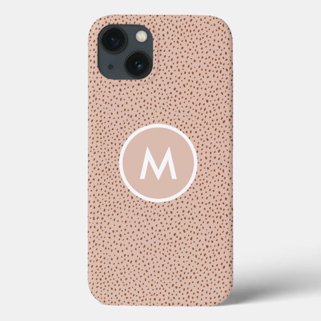 Trendy Beige Monogram mit Terracotta Boho Brown Case-Mate iPhone Hülle (Rückseite)