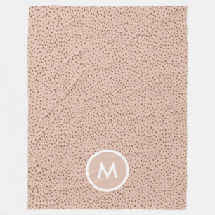 Trendy Beige Monogram mit Terracotta Boho Brown Fleecedecke