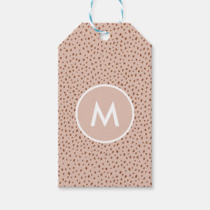Trendy Beige Monogram mit Terracotta Boho Brown Geschenkanhänger