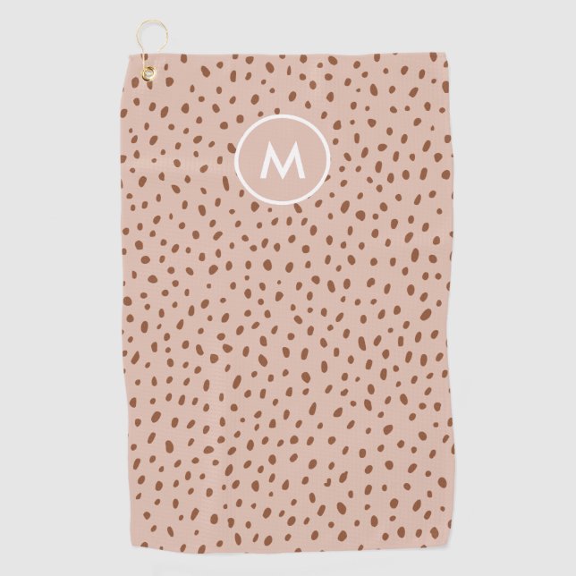 Trendy Beige Monogram mit Terracotta Boho Brown Golfhandtuch (Vorderseite)