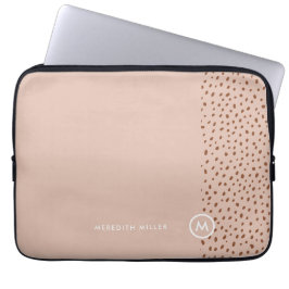 Trendy Beige Monogram mit Terracotta Boho Brown Laptopschutzhülle