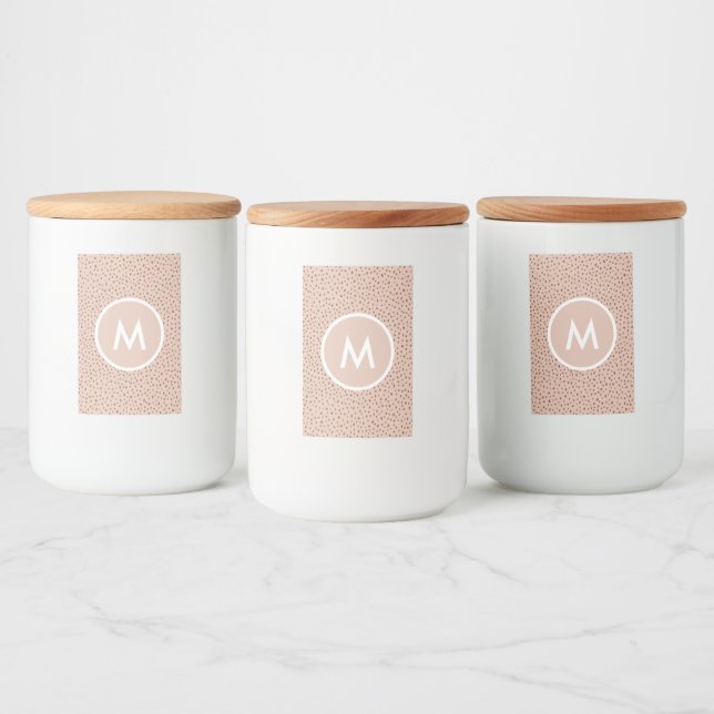 Trendy Beige Monogram mit Terracotta Boho Brown Lebensmitteletikett (Flaschen)