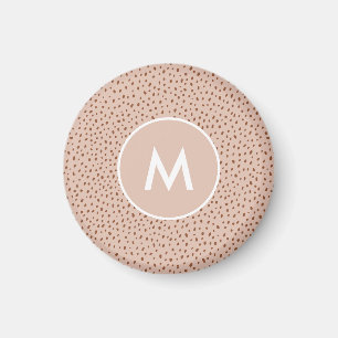 Trendy Beige Monogram mit Terracotta Boho Brown Magnet