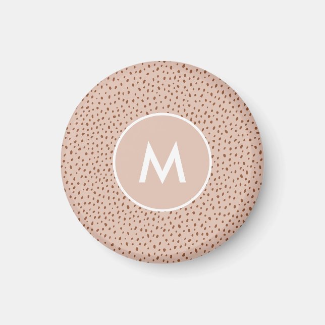 Trendy Beige Monogram mit Terracotta Boho Brown Magnet (Vorne)