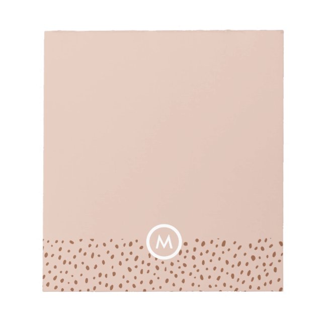 Trendy Beige Monogram mit Terracotta Boho Brown Notizblock (Vorderseite)
