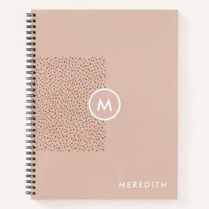 Trendy Beige Monogram mit Terracotta Boho Brown Notizbuch