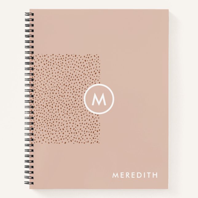 Trendy Beige Monogram mit Terracotta Boho Brown Notizbuch (Vorderseite)