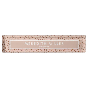 Trendy Beige Name mit Terracotta Boho Brown Namensplakette