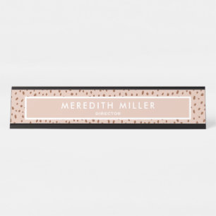 Trendy Beige Name mit Terracotta Boho Brown Schreibtischnamensplakette