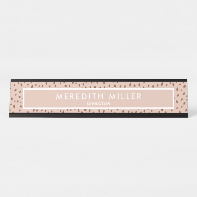 Trendy Beige Name mit Terracotta Boho Brown Schreibtischnamensplakette (Vorderseite )