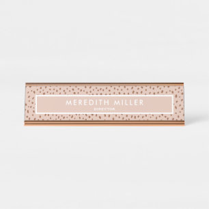 Trendy Beige Name mit Terracotta Boho Brown Schreibtischnamensplakette