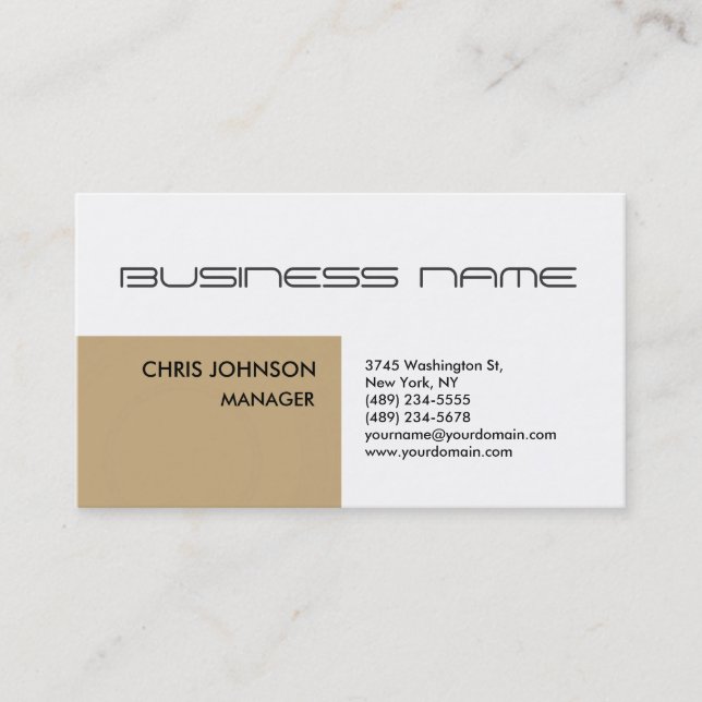 Trendy Beige Stripe White Standard Business Card Visitenkarte (Vorderseite)