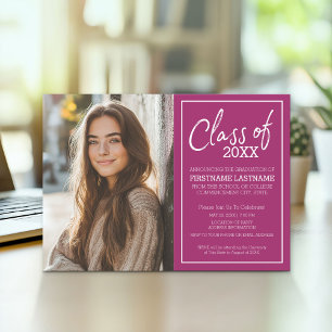 Trendy Berry Polka Graduation Party Ankündigung