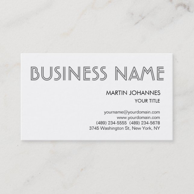 Trendy Beruflich Chic White Business Card Visitenkarte (Vorderseite)